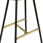 Royal Hampton 24 Backless Counter Stool with Mango Wood Saddle Seat | Black Iron Legs | Gold Footrest
