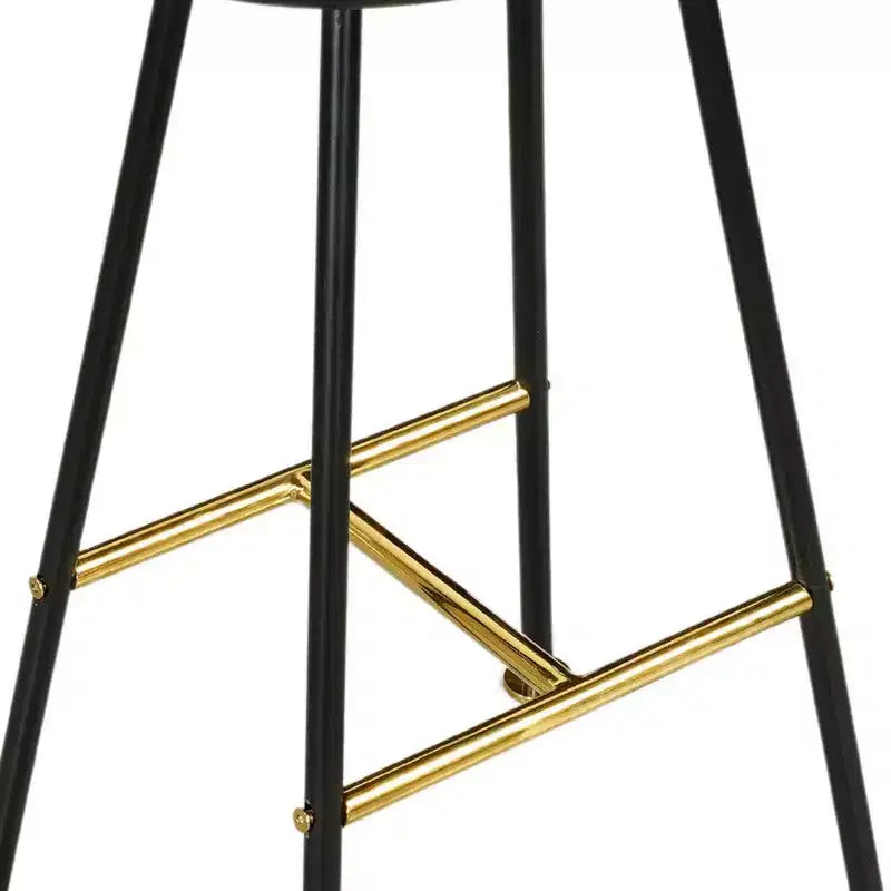 Royal Hampton 24 Backless Counter Stool with Mango Wood Saddle Seat | Black Iron Legs | Gold Footrest