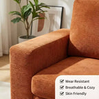 Canapé d'appartement rembourré de 84 pouces, canapé moderne 2 places en velours côtelé avec accoudoirs larges et coussins de soutien pour le salon