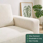Canapé d'appartement rembourré de 84 pouces, canapé moderne 2 places en velours côtelé avec accoudoirs larges et coussins de soutien pour le salon