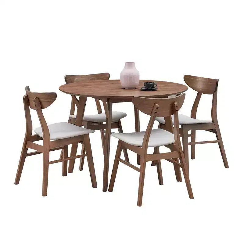 Table à manger ronde moderne Okak 42 Table de cuisine Table à manger en bois pour 4 personnes, pour salon appartement restaurant