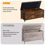 Wooden Storage Chest Bench,Leather Entryway Shoes Bench with Flip Top, Lift Top Storage Trunk with 2 Safety Hinges for Living Room