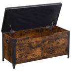 Wooden Storage Chest Bench,Leather Entryway Shoes Bench with Flip Top, Lift Top Storage Trunk with 2 Safety Hinges for Living Room