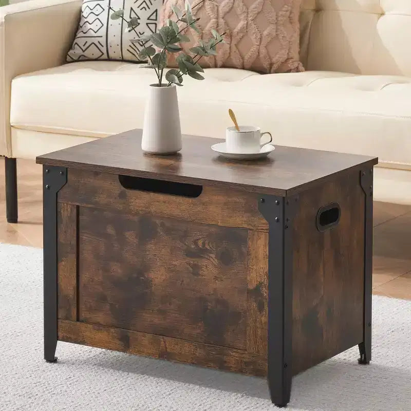 Wooden Storage Chest Bench,Leather Entryway Shoes Bench with Flip Top, Lift Top Storage Trunk with 2 Safety Hinges for Living Room
