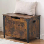 Wooden Storage Chest Bench,Leather Entryway Shoes Bench with Flip Top, Lift Top Storage Trunk with 2 Safety Hinges for Living Room