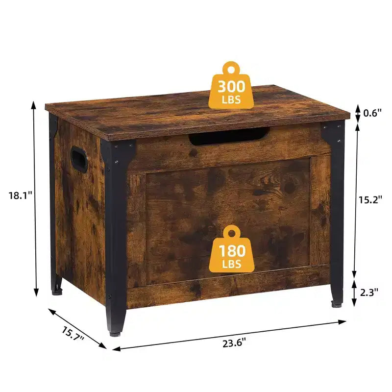 Wooden Storage Chest Bench,Leather Entryway Shoes Bench with Flip Top, Lift Top Storage Trunk with 2 Safety Hinges for Living Room
