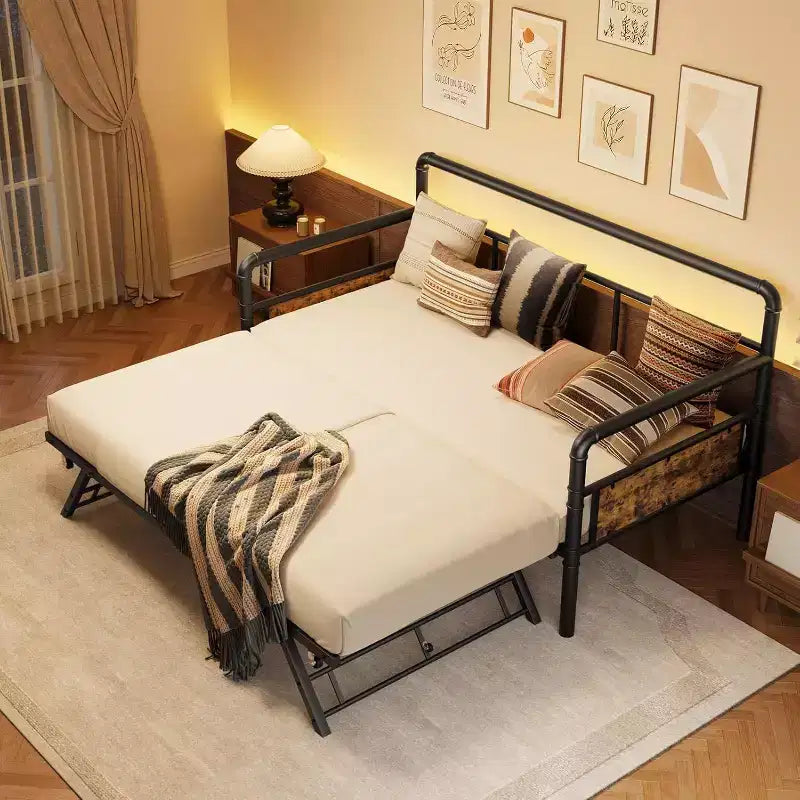 Lit de repos double Acekool avec lit gigogne - Canapé et lit d'appoint peu encombrants