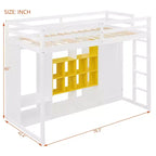 Lit mezzanine en bois double/grand avec armoire, étagères colorées et placard, escalier réversible - ModernLuxe