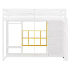 Lit mezzanine en bois double/grand avec armoire, étagères colorées et placard, escalier réversible - ModernLuxe