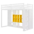Lit mezzanine en bois double/grand avec armoire, étagères colorées et placard, escalier réversible - ModernLuxe