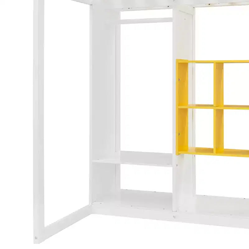 Lit mezzanine en bois double/grand avec armoire, étagères colorées et placard, escalier réversible - ModernLuxe