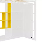 Lit mezzanine en bois double/grand avec armoire, étagères colorées et placard, escalier réversible - ModernLuxe