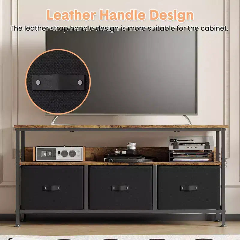 55 Media Console with Storage - Modern TV Stand with Drawers & Shelves for Living Room & Bedroom
