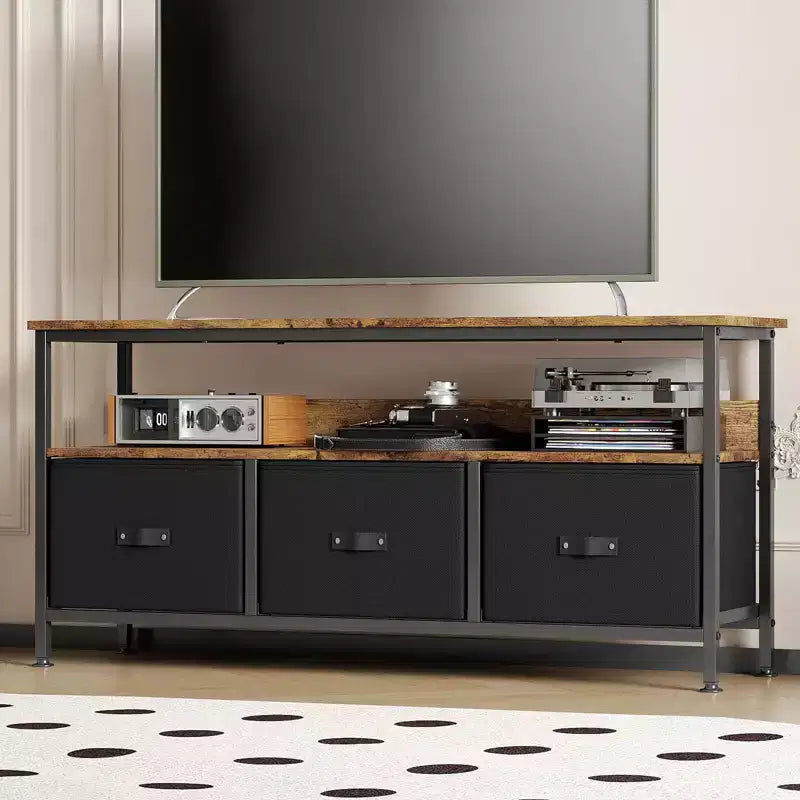 55 Media Console with Storage - Modern TV Stand with Drawers & Shelves for Living Room & Bedroom