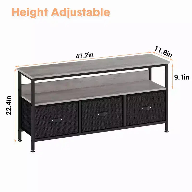 55 Media Console with Storage - Modern TV Stand with Drawers & Shelves for Living Room & Bedroom