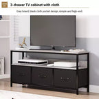 55 Media Console with Storage - Modern TV Stand with Drawers & Shelves for Living Room & Bedroom