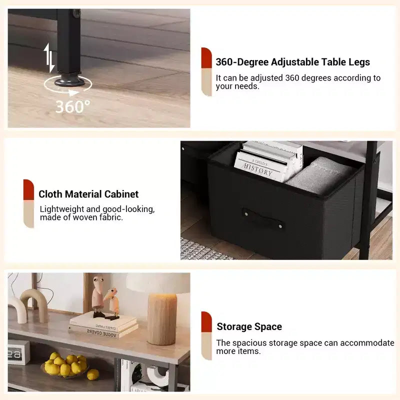 55 Media Console with Storage - Modern TV Stand with Drawers & Shelves for Living Room & Bedroom