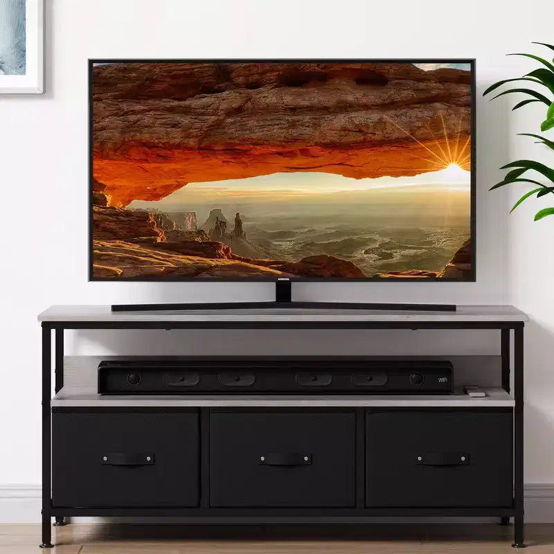 55 Media Console with Storage - Modern TV Stand with Drawers & Shelves for Living Room & Bedroom