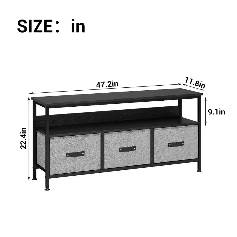 55 Media Console with Storage - Modern TV Stand with Drawers & Shelves for Living Room & Bedroom