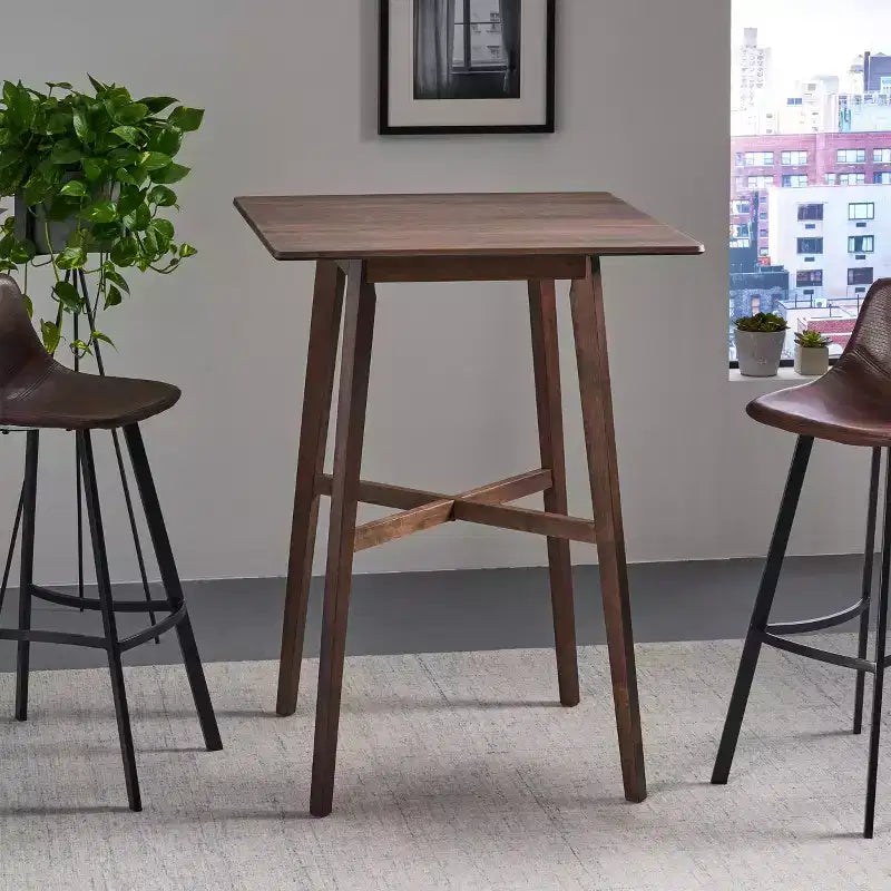 Okak Modern Dining Table with Rubberwood Legs Kitchen Table Bar Height Dining Table for Dining Room