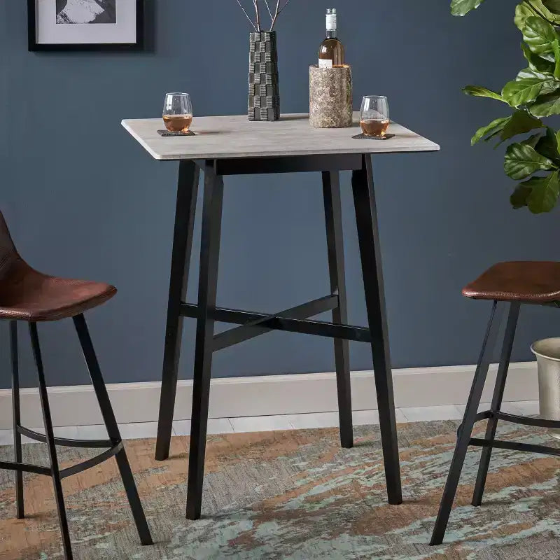 Okak Modern Dining Table with Rubberwood Legs Kitchen Table Bar Height Dining Table for Dining Room