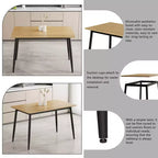 Okak Table à manger rectangulaire moderne avec pieds en bois, table de cuisine pour 4 personnes pour salle à manger, cuisine