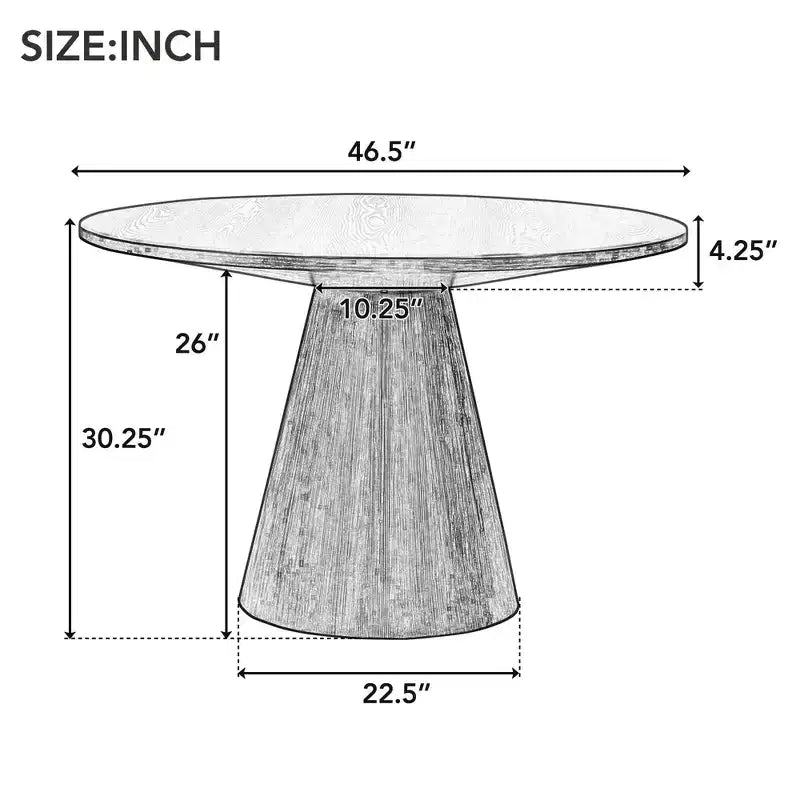 Okak 46.5/45 Inch Retro Round Dining Table Minimalist Elegant Kitchen Table for 4 for Kitchen and Dining Room