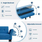 GustoWave 89 Convertible Futon Sofa Bed - Adjustable Backrest & Armrest for Living Room, Bedroom or Apartments