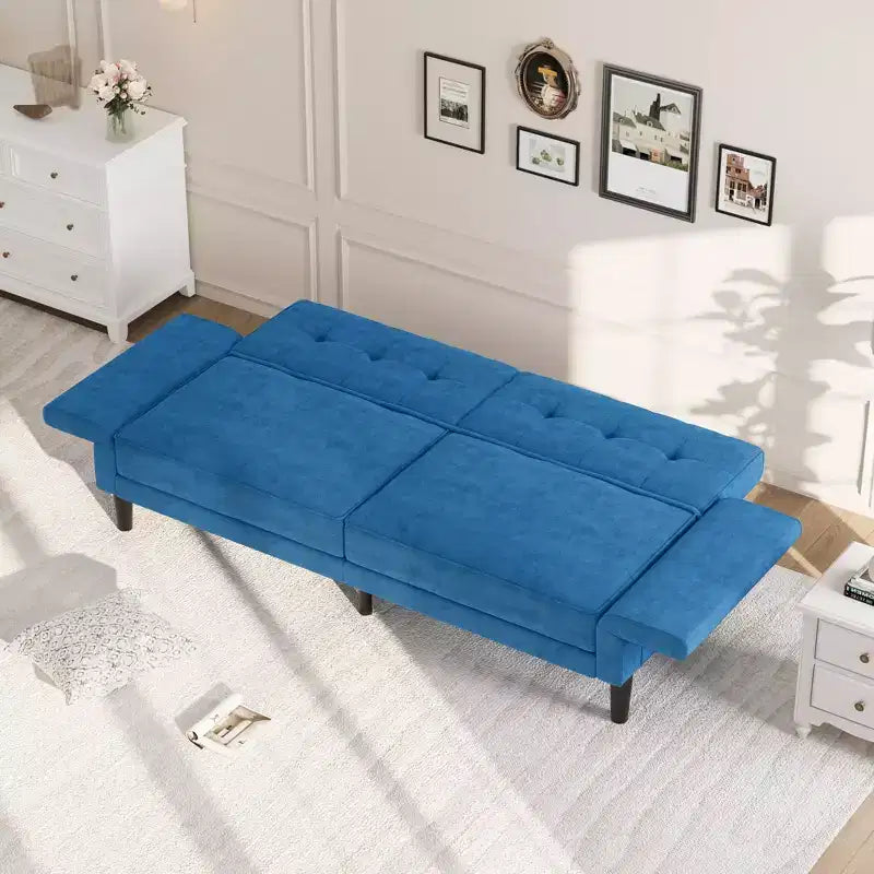 GustoWave 89 Convertible Futon Sofa Bed - Adjustable Backrest & Armrest for Living Room, Bedroom or Apartments