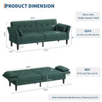 GustoWave 89 Convertible Futon Sofa Bed - Adjustable Backrest & Armrest for Living Room, Bedroom or Apartments