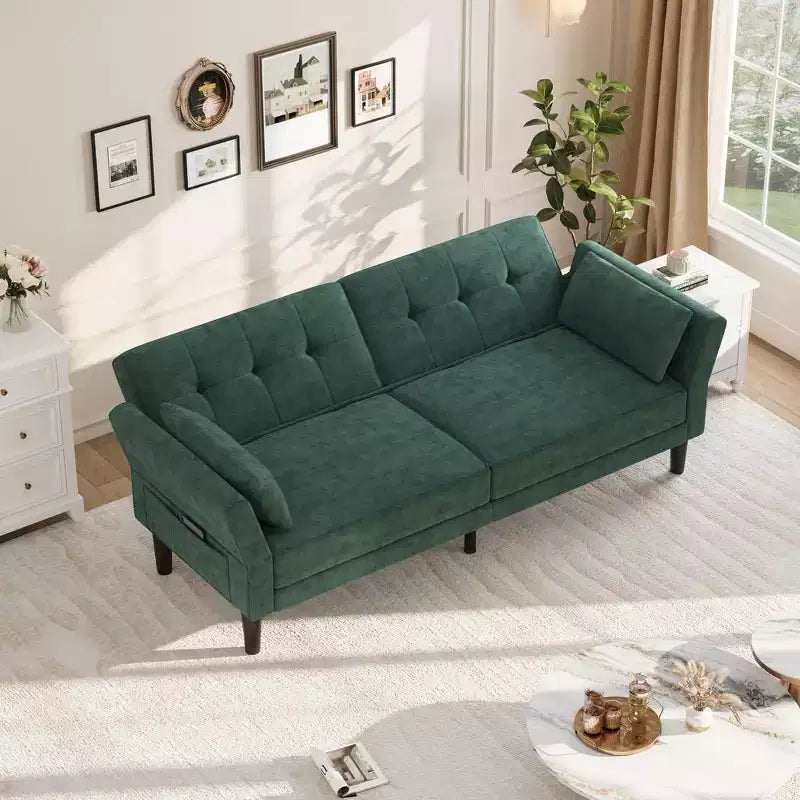GustoWave 89 Convertible Futon Sofa Bed - Adjustable Backrest & Armrest for Living Room, Bedroom or Apartments