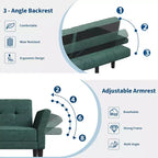 GustoWave 89 Convertible Futon Sofa Bed - Adjustable Backrest & Armrest for Living Room, Bedroom or Apartments