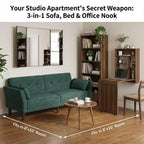 GustoWave 89 Convertible Futon Sofa Bed - Adjustable Backrest & Armrest for Living Room, Bedroom or Apartments