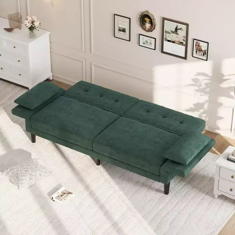 GustoWave 89 Convertible Futon Sofa Bed - Adjustable Backrest & Armrest for Living Room, Bedroom or Apartments