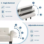 GustoWave 89 Convertible Futon Sofa Bed - Adjustable Backrest & Armrest for Living Room, Bedroom or Apartments