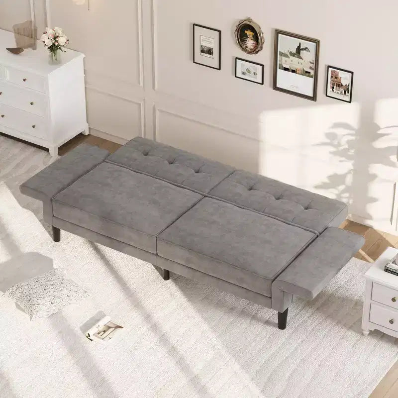 GustoWave 89 Convertible Futon Sofa Bed - Adjustable Backrest & Armrest for Living Room, Bedroom or Apartments