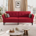 GustoWave 89 Convertible Futon Sofa Bed - Adjustable Backrest & Armrest for Living Room, Bedroom or Apartments