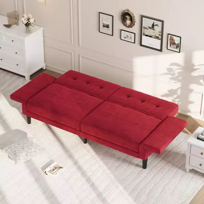GustoWave 89 Convertible Futon Sofa Bed - Adjustable Backrest & Armrest for Living Room, Bedroom or Apartments