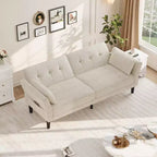 GustoWave 89 Convertible Futon Sofa Bed - Adjustable Backrest & Armrest for Living Room, Bedroom or Apartments