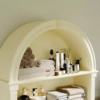 Meuble de Rangement et Vitrine de Salle de Bain Classique Crème Arqué Famapy - Organisateur Élégant pour la Maison