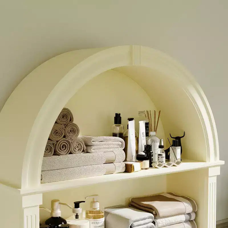 Meuble de Rangement et Vitrine de Salle de Bain Classique Crème Arqué Famapy - Organisateur Élégant pour la Maison