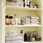 Meuble de Rangement et Vitrine de Salle de Bain Classique Crème Arqué Famapy - Organisateur Élégant pour la Maison