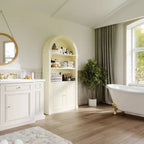 Meuble de Rangement et Vitrine de Salle de Bain Classique Crème Arqué Famapy - Organisateur Élégant pour la Maison