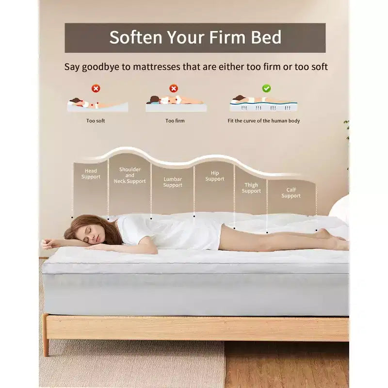 Dyonery 3/4 Inch Memory Foam Mattress Topper , 2 Inch Cooling 5-Zone Gel Memory Foam Plus 1 Inch Down Alternative Pillow Top Mattress Topper