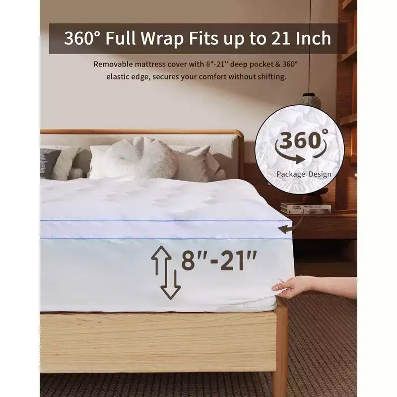 Dyonery 3/4 Inch Memory Foam Mattress Topper , 2 Inch Cooling 5-Zone Gel Memory Foam Plus 1 Inch Down Alternative Pillow Top Mattress Topper