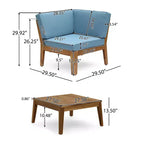 Christopher Knight Home Caelis Rustic 6 Piece Patio Acacia Wood Slatted Seating Set with Cushions