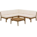 Christopher Knight Home Caelis Rustic 6 Piece Patio Acacia Wood Slatted Seating Set with Cushions
