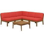 Christopher Knight Home Caelis Rustic 6 Piece Patio Acacia Wood Slatted Seating Set with Cushions