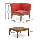 Christopher Knight Home Caelis Rustic 6 Piece Patio Acacia Wood Slatted Seating Set with Cushions