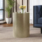 GDFStudio Geyer Modern Hammered Iron Round Accent Table